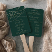 Éventail Romantique Green Calligraphy Programme de mariage