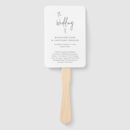 Éventail Rosalind Typographie moderne Élégant programme de  (Devant)