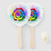 Éventail Rose arc-en-ciel coloré (Devant et derrière)