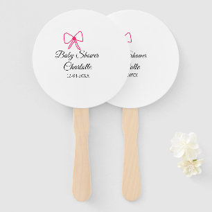 ÉVENTAIL ROSE BOW SIMPLE BABY SHOWER AJOUTER LE NOM DATE MI