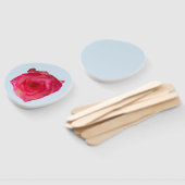 Éventail Rose de couleur blanche sur ventilateur à main (Non-assemblé)