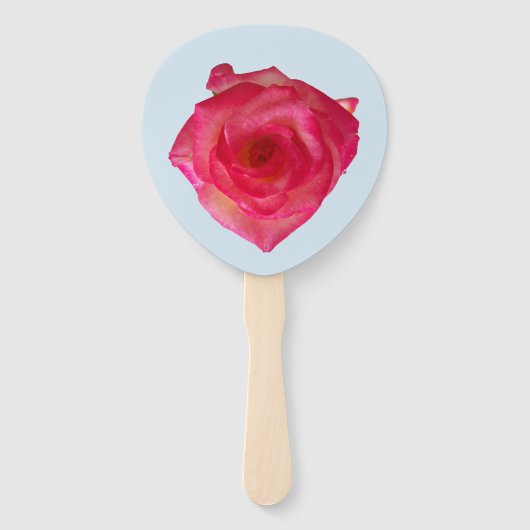 Éventail Rose de couleur blanche sur ventilateur à main (Devant)