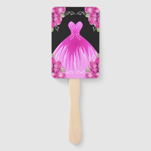 ÉVENTAIL ROSE ESPAGNOLE & QUINCEAÑERA NOIR - ÉLÉGANT ROSE (Dos)