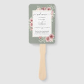 Éventail Rose Floral Elegant Sage Green Wedding Programme (Devant)
