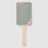 Éventail Rose Floral Elegant Sage Green Wedding Programme (Dos)