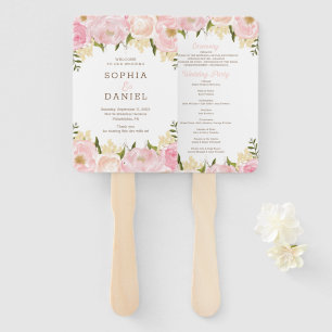 Éventail Rose Floral Peony Programme de mariage Rose Ventil