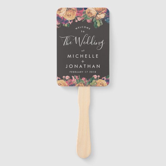 Éventail Rose foncé Botanique Mariage pied (Devant)