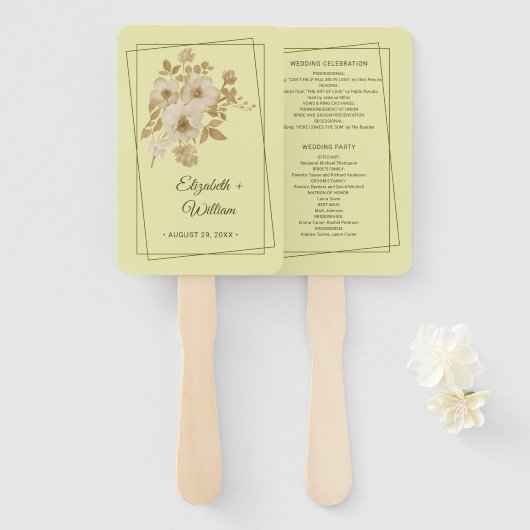 Éventail Rose Frame – Celestial Yellow Wedding (Devant et derrière)