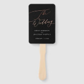 Éventail Rose Gold Calligraphie Moderne Calligraphie Mariag (Devant)