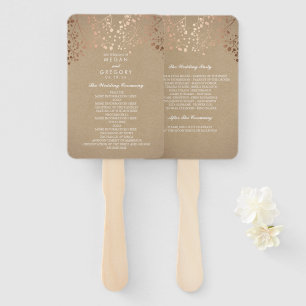 Éventail Rose Gold Kraft Style Programme de mariage papier
