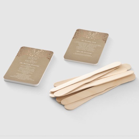 Éventail Rose Gold Kraft Style Programme de mariage papier (Non-assemblé)