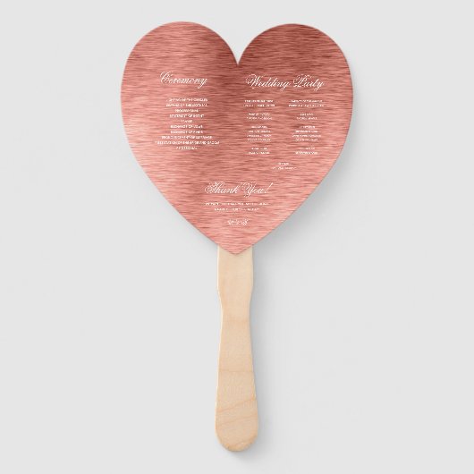 Éventail Rose Gold Pink Calligraphy Programme de mariage ca (Dos)