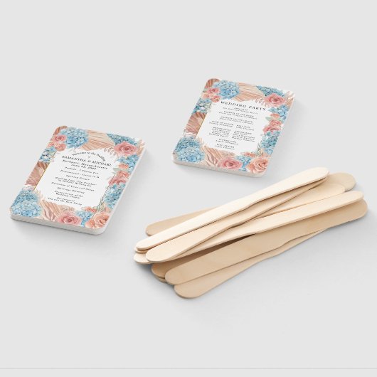 Éventail Rose Hydrangea Programme de mariage Ventilateur à  (Non-assemblé)