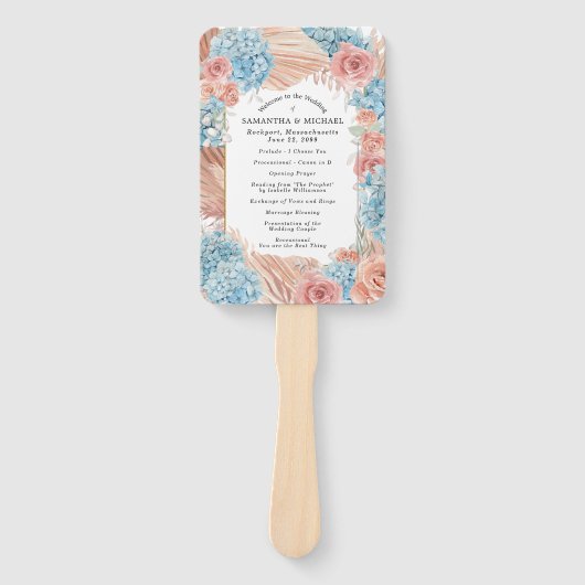 Éventail Rose Hydrangea Programme de mariage Ventilateur à  (Devant)