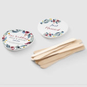 Éventail Rose, Jaune & Blu Aquarelle Florale Juste Marié (Non-assemblé)