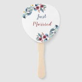 Éventail Rose, Jaune & Blu Aquarelle Florale Juste Marié (Dos)