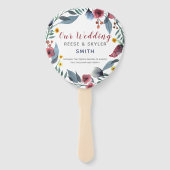 Éventail Rose, Jaune & Blu Aquarelle Florale Juste Marié (Devant)