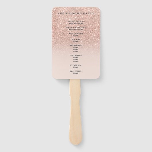 Éventail Rose or faux parties scintillant rose ombre mariag (Dos)