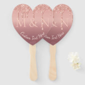 Éventail Rose Parties scintillant or Nom du texte Mariage v (Devant et derrière)