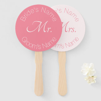 Éventail Rose Pink Elegant Bride et Groom M. Mme Mariage