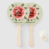 Éventail Rose rouge sur Fête des mariées Pois Derby (Devant et derrière)