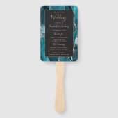 Éventail Rose turquoise Gold Agate Dark Wedding Programme (Devant)