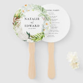 Éventail Rose, turquoise + mariage tropical orchidée (Devant et derrière)