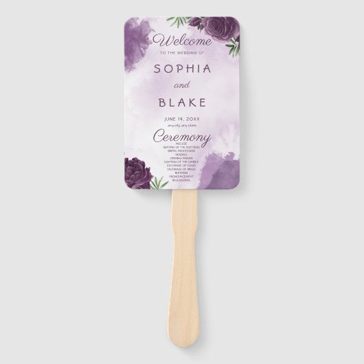 Éventail Rose violet foncé Floral Gothique Programme de mar (Devant)