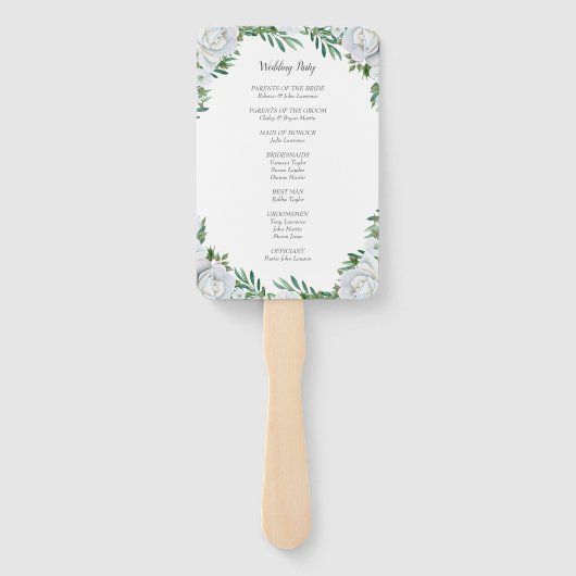 Éventail Roses blanches Verdure Feuillage Programmes de mar (Dos)