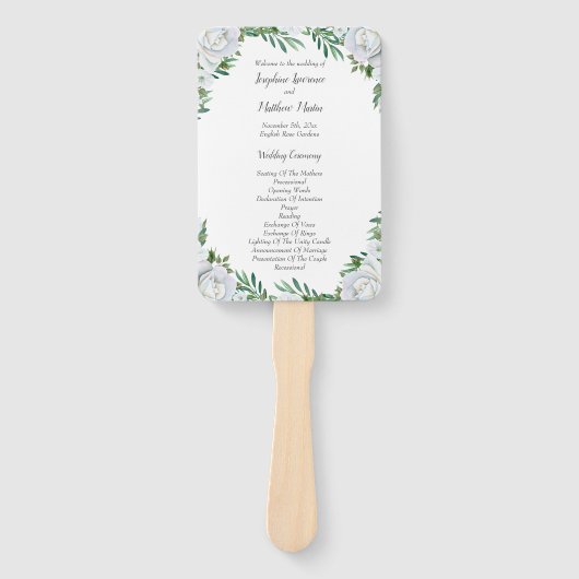 Éventail Roses blanches Verdure Feuillage Programmes de mar (Devant)