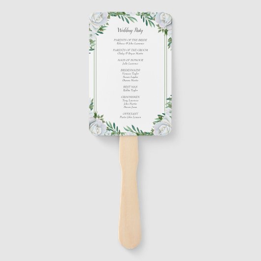 Éventail Roses blanches Verdure Feuillage Programmes de mar (Dos)