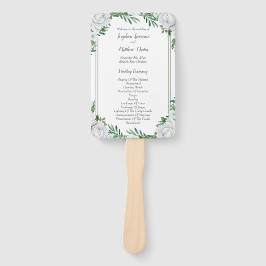 Éventail Roses blanches Verdure Feuillage Programmes de mar (Devant)