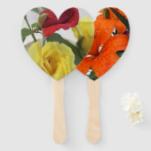 Éventail Roses d'amour et Lily Coeur Blanc assemblé Hnad Fa (Devant et derrière)