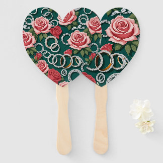 Éventail Roses Romantiques Et Bagues De Mariage En Diamants