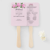 Éventail Roses roses parfumées, programme de mariage (Devant et derrière)