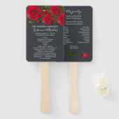 Éventail Roses rouges avec le coeur sur le programme de mar (Devant et derrière)