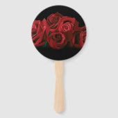 Éventail Roses rouges Blanc noir Elégance intemporelle (Devant)