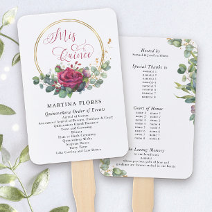 Éventail Roses rouges et Eucalyptus Ordre des événements Fa