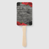 Éventail Roses rouges Rustique Bois Dentelle noire Mariage (Dos)