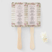 Éventail Roses rustiques Sur Le Programme De Mariage Du Boi (Devant et derrière)