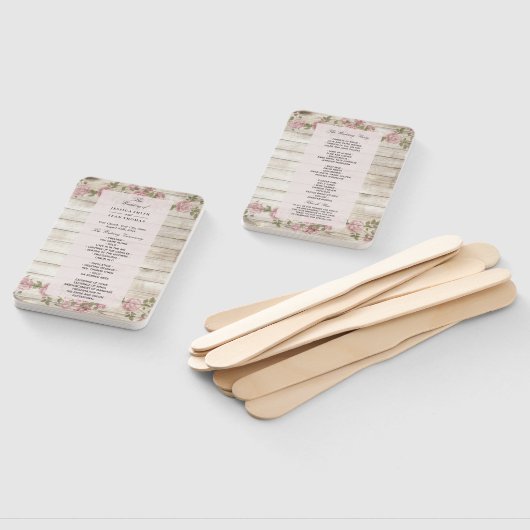 Éventail Roses rustiques Sur Le Programme De Mariage Du Boi (Non-assemblé)
