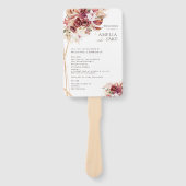 Éventail Rosewood & Gold Floral Wedding Program Fan (Devant)