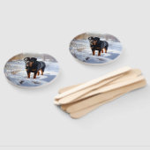 Éventail Rottweiler Qu'il neige Noël (Non-assemblé)