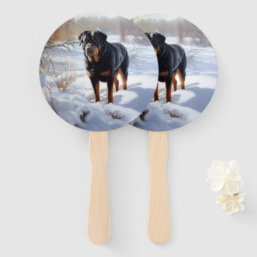 Éventail Rottweiler Qu'il neige Noël (Devant et derrière)