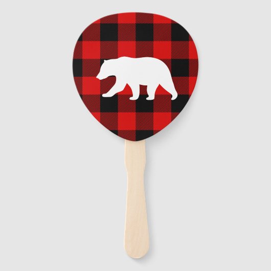 Éventail Rouge Buffalo Plaid & Ours Blanc (Dos)