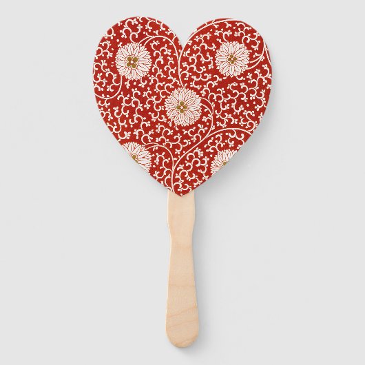 Éventail Rouge Floral Vibrant Ornate Classé Motif (Devant)