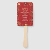 Éventail Rouge Lotus Nénuphar Fleur Oriental Floral Mariage (Devant)