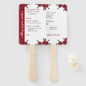 Éventail Rouge Rose Floral thème Mariage (Devant et derrière)