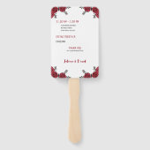 Éventail Rouge Rose Floral thème Mariage (Dos)