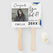 Éventail Royal Bleu Jaune Or "Vous l'avez fait" Graduation (Devant et derrière)